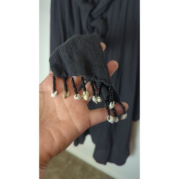 Fairy Grunge Handkerchief Midi Gauzy Whimsigoth Knit Dress Black Large - Picture 5 of 11